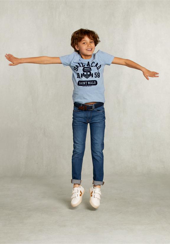 Normal Fit Basic T-Shirt Dark Victoria Mix - Blauw