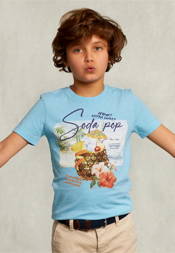 Normal Fit Basic T-Shirt Bora Bora Mel - Blauw