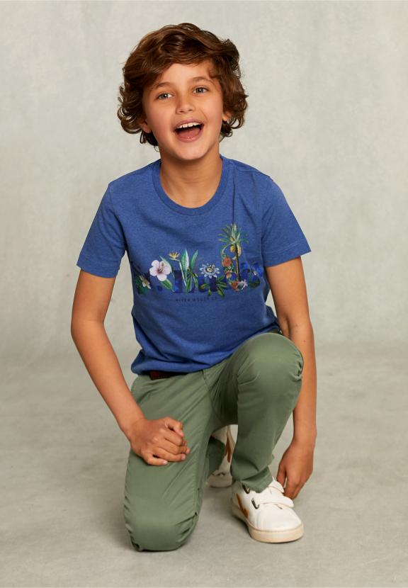 Normal Fit Basic T-Shirt Wallstreet Mel - Blauw