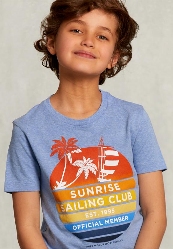 Normal Fit Basic T-Shirt Mix Blue Gin - Blauw