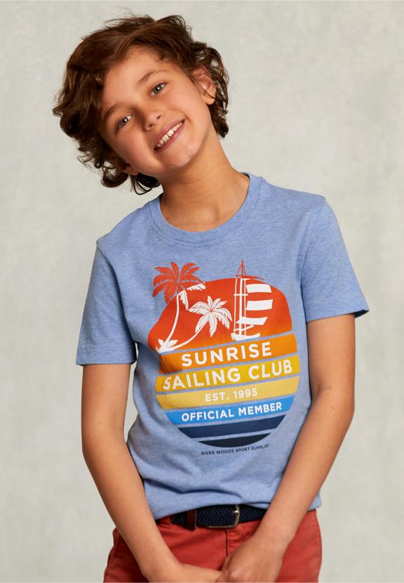 Normal Fit Basic T-Shirt Mix Blue Gin - Blauw