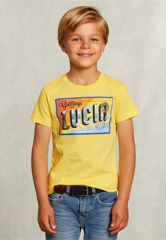 Normal Fit Basic T-Shirt In Butterfly - Jaune