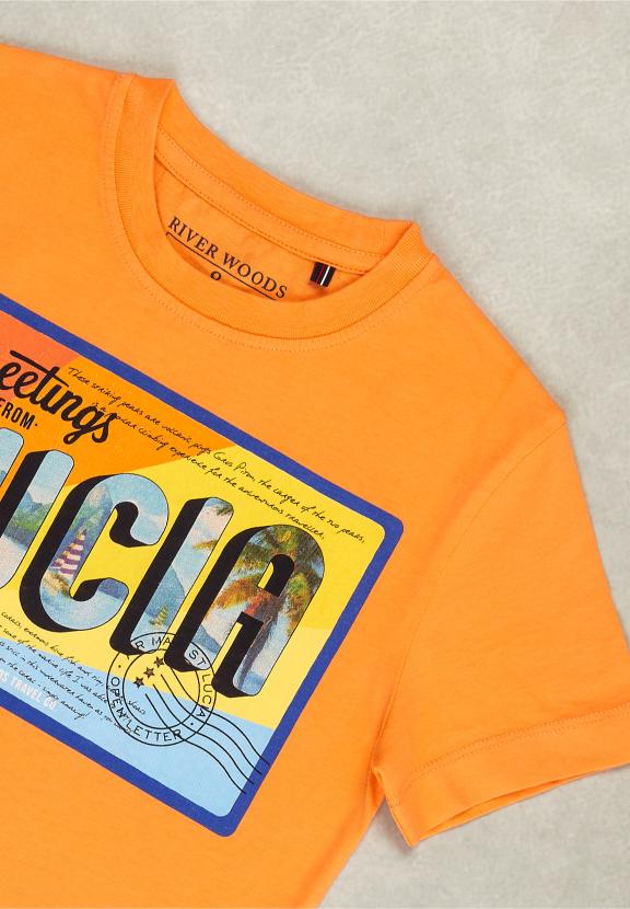 Normal Fit Basic T-Shirt In Sunrise - Oranje