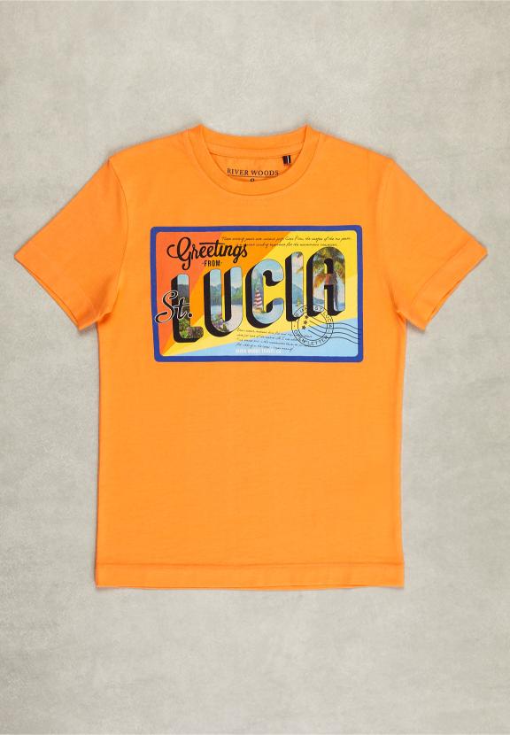 Normal Fit Basic T-Shirt In Sunrise - Oranje