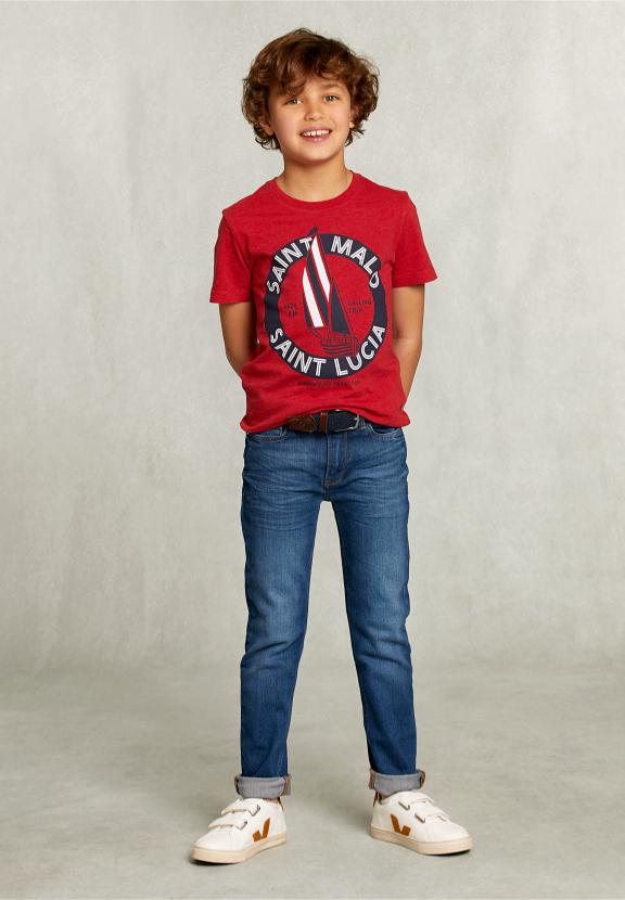 Normal Fit Basic T-Shirt Bloody Mary Mel - Rood