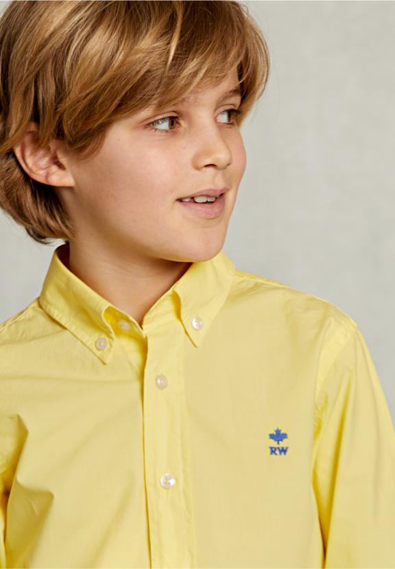 Custom Fit Poplin Shirt Banana - Geel