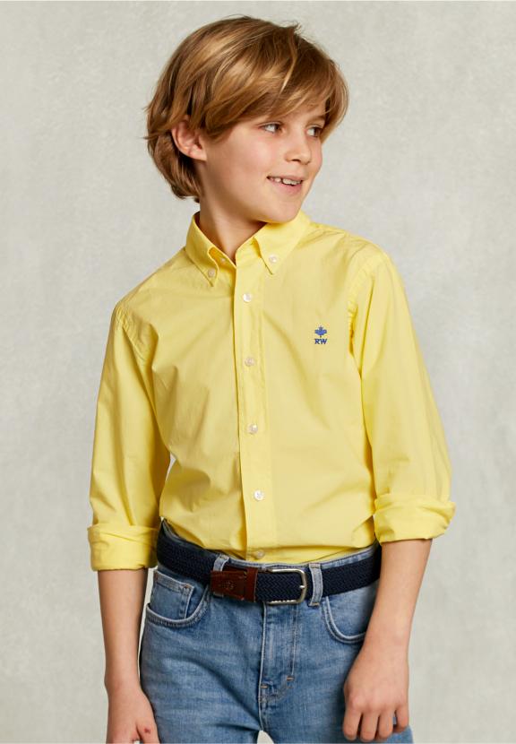 Custom Fit Poplin Shirt Banana - Geel