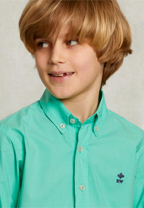 Custom Fit Poplin Shirt Ginfizz - Groen