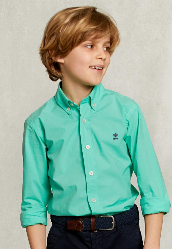 Custom Fit Poplin Shirt Ginfizz - Groen