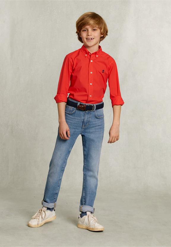 Custom Fit Poplin Shirt Pomegranate - Roze
