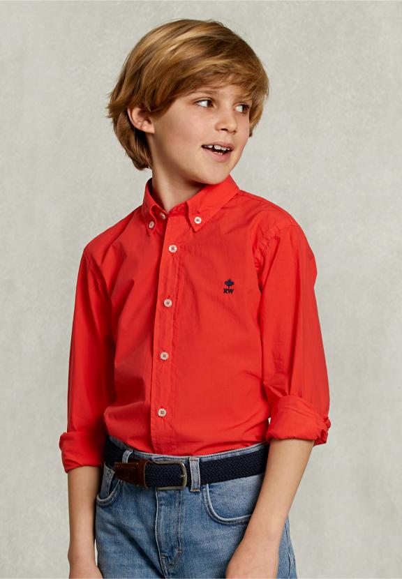 Custom Fit Poplin Shirt Pomegranate - Roze