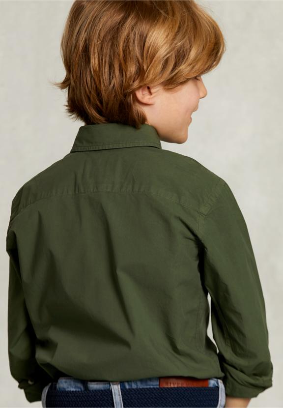 Custom Fit Poplin Shirt Tea - Khaki