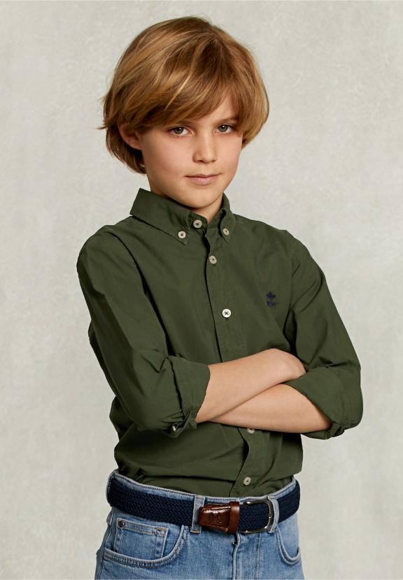 Custom Fit Poplin Shirt Tea - Khaki