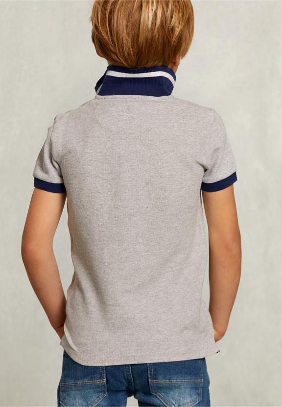 Custom Fit Polo In Dark Oyster Mix - Grijs