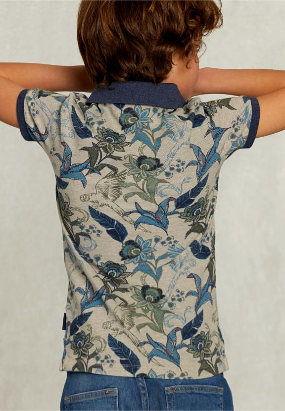 Custom Fit Floral Polo Equator Mix - Khaki