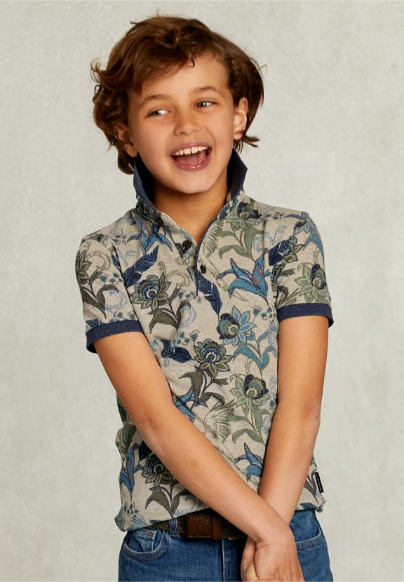 Custom Fit Floral Polo Equator Mix - Khaki