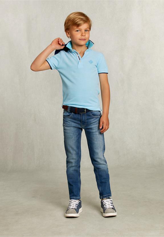 Custom Fit Cotton Polo Bora Bora - Blauw