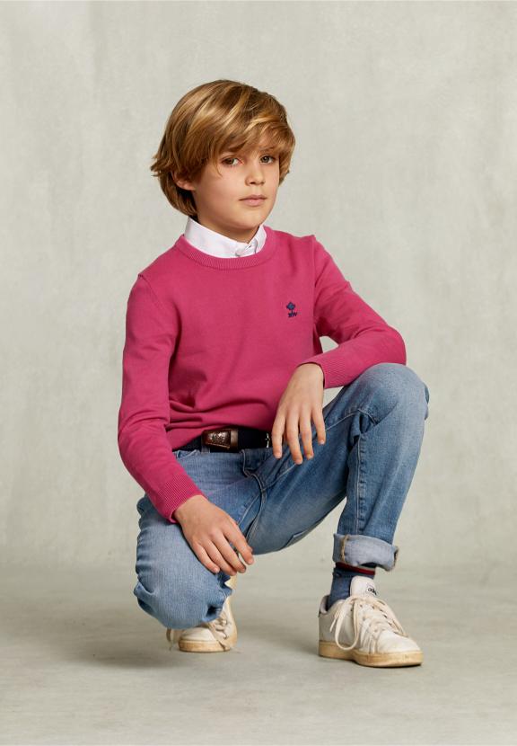 Normal Fit Basic Crew Neck Pullover Amaranth - Roze
