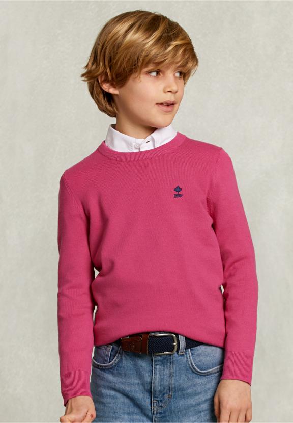 Normal Fit Basic Crew Neck Pullover Amaranth - Roze