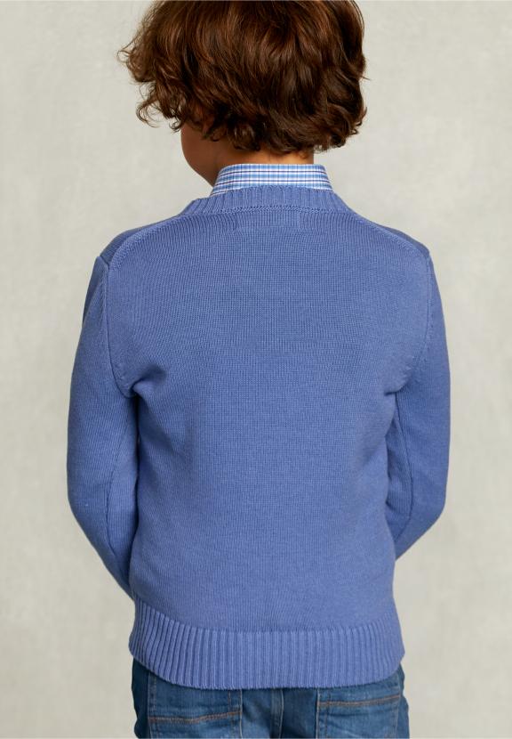 Custom Fit Cotton/Wool Sweater Jeans Mix - Blauw