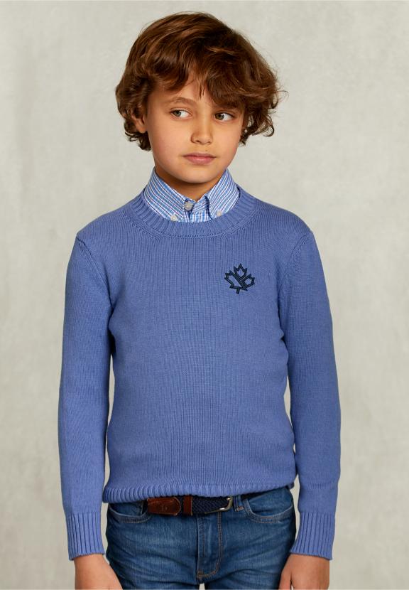 Custom Fit Cotton/Wool Sweater Jeans Mix - Blauw