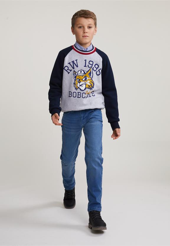 Fantasy Crew Neck Sweater Lt Heather Mix/Navy - Grijs