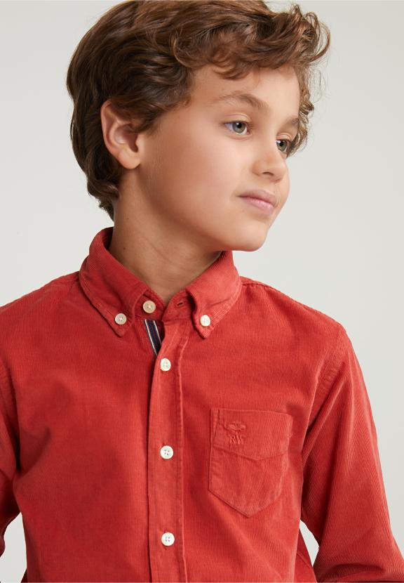 Custom Fit Corduroy Shirt Blush - Meervoudig