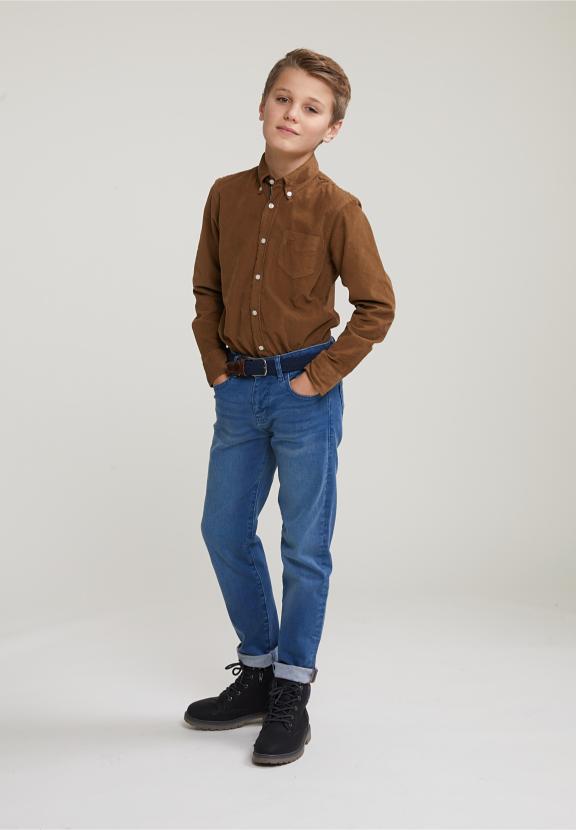 Custom Fit Corduroy Shirt Caribou - Marron