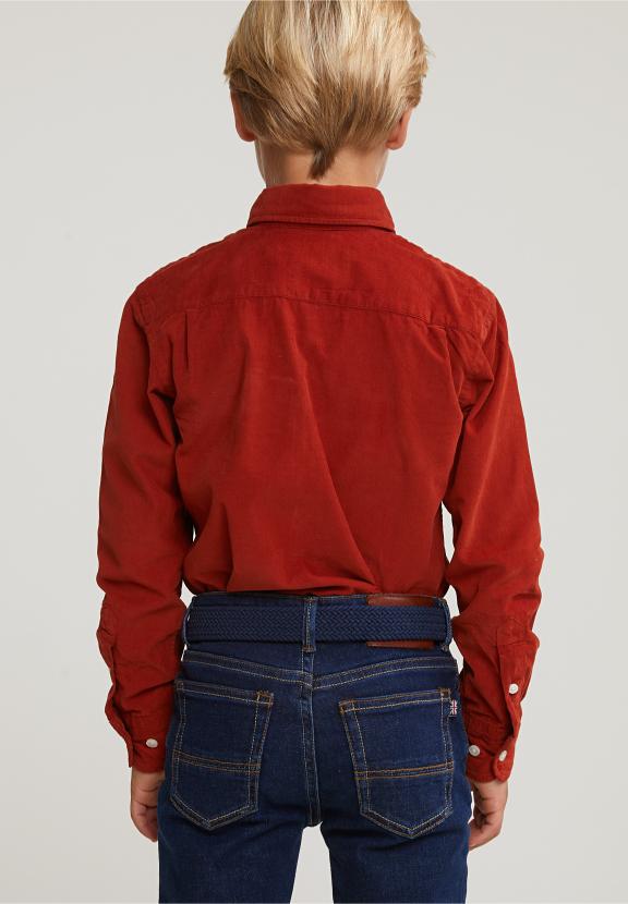Custom Fit Corduroy Shirt Sunset - Oranje