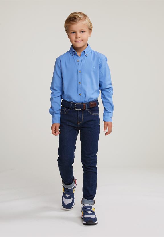 Custom Fit Cotton Shirt Creek Blue - Bleu