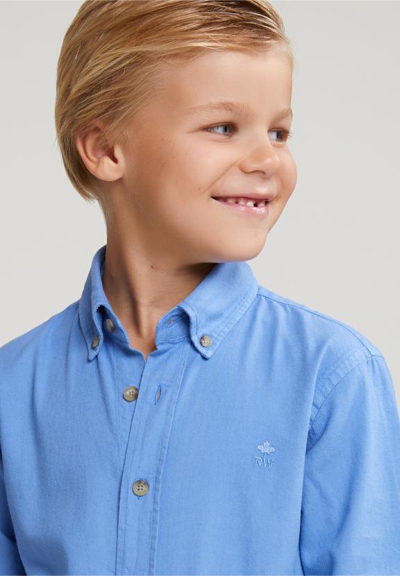 Custom Fit Cotton Shirt Creek Blue - Bleu