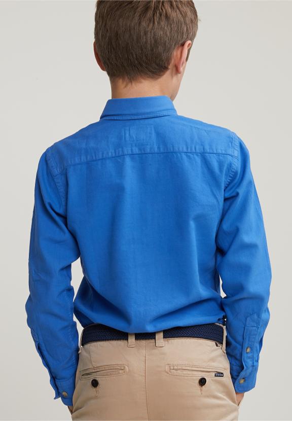 Custom Fit Cotton Shirt Crown Blue - Blauw