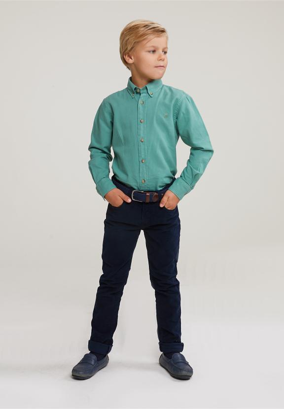 Custom Fit Cotton Shirt Newland - Groen