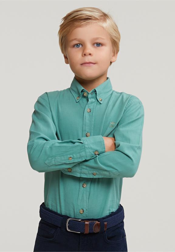 Custom Fit Cotton Shirt Newland - Groen