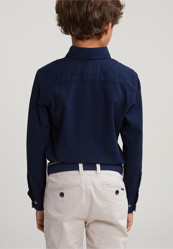 Custom Fit Cotton Shirt Navy - Bleu