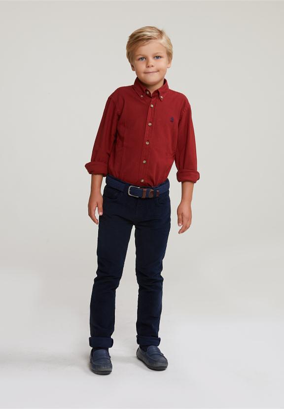 Custom Fit Cotton Shirt Red Maple - Rood