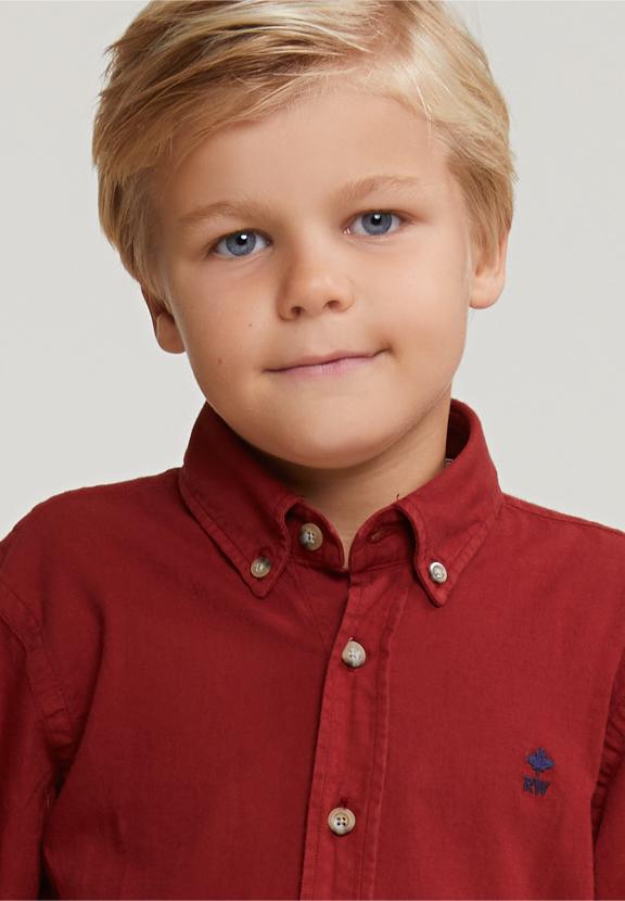 Custom Fit Cotton Shirt Red Maple - Rood
