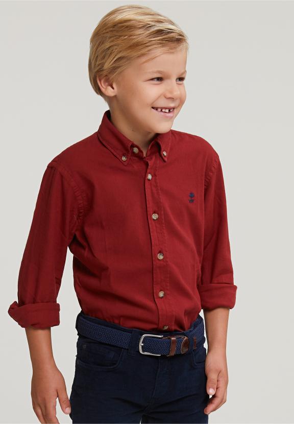 Custom Fit Cotton Shirt Red Maple - Rood