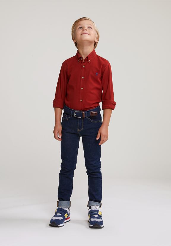 Custom Fit Cotton Shirt Sunset - Oranje