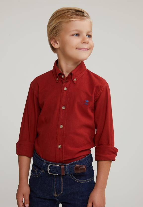 Custom Fit Cotton Shirt Sunset - Oranje