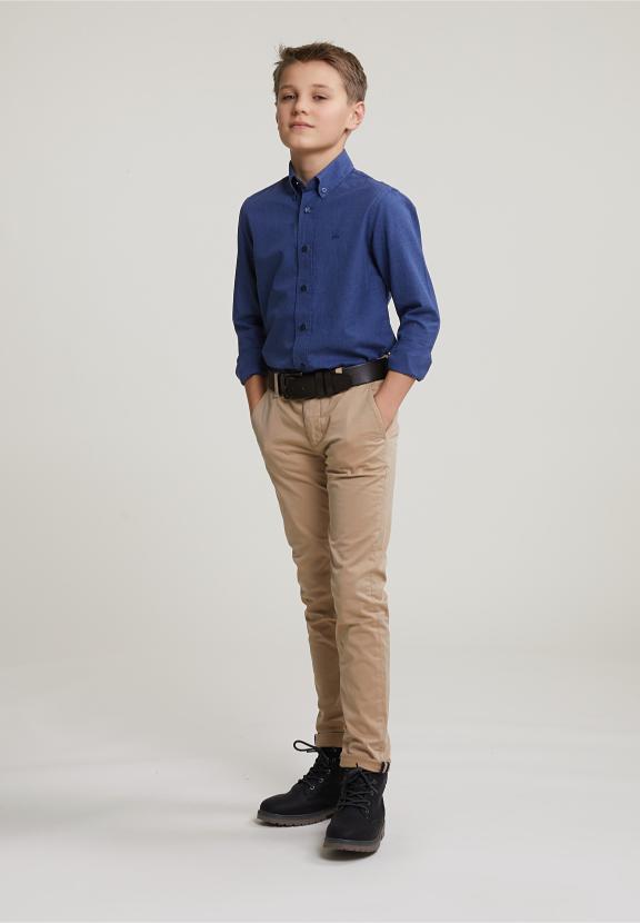 Custom Fit Uni Shirt Blue - Blauw