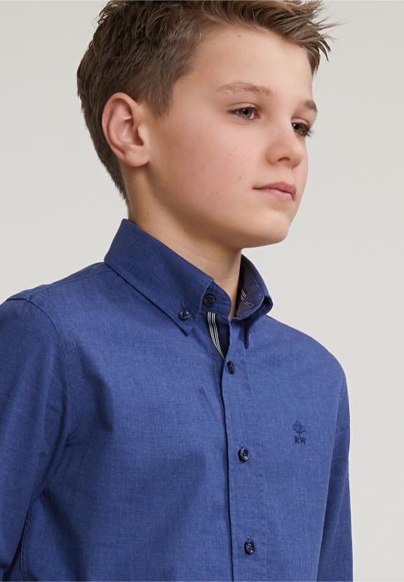 Custom Fit Uni Shirt Blue - Blauw