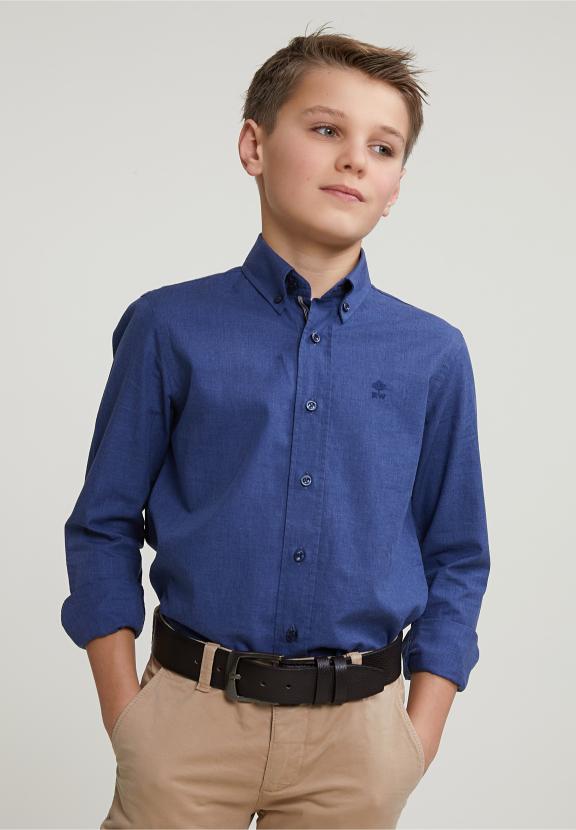 Custom Fit Uni Shirt Blue - Blauw