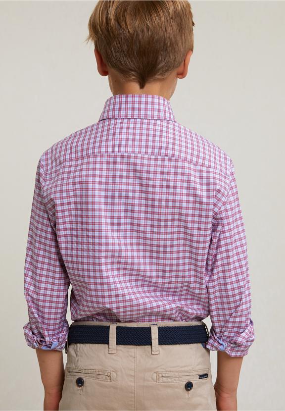 Custom Fit Checked Shirt Red/White - Rood