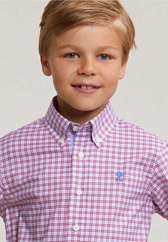 Custom Fit Checked Shirt Red/White - Rood