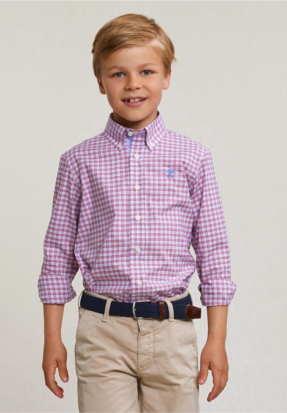 Custom Fit Checked Shirt Red/White - Rood