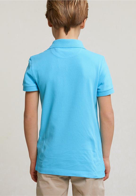Custom Fit Cotton Basic Stretch Polo Acqua - Blauw