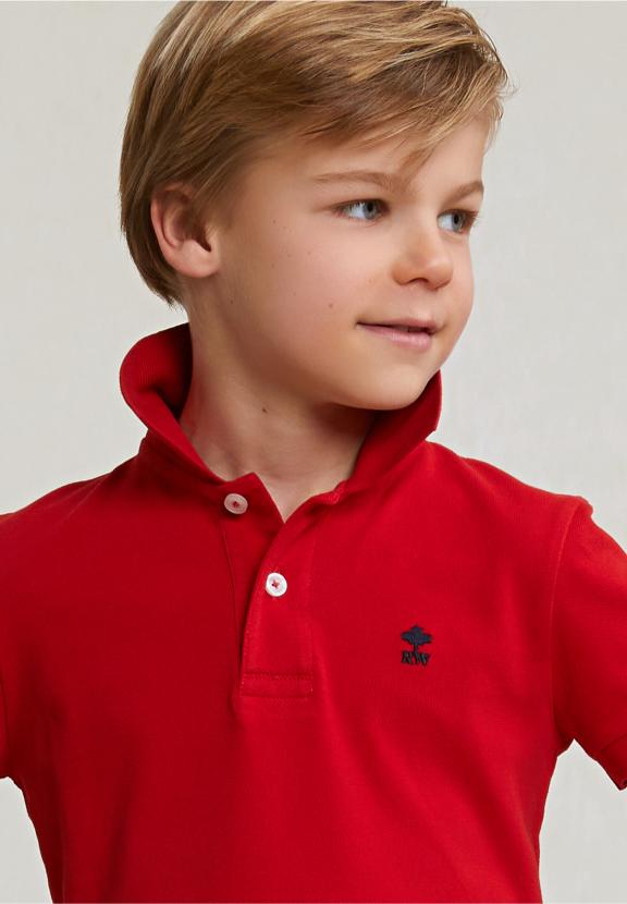Custom Fit Cotton Basic Stretch Polo Harvard Red - Rood