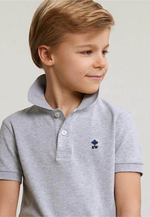Custom Fit Cotton Basic Stretch Polo Oyster Mix - Grijs