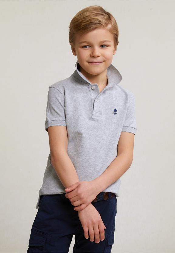 Custom Fit Cotton Basic Stretch Polo Oyster Mix - Grijs